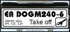 EA DOGM240W-6 LCD graphic module, 82.8 x 20.14 mm, white