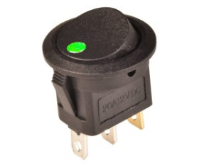 Przełącznik 16mm 20A 12V + LED zielony P082