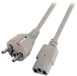 Power cable, Europe, plug type E + F, straight on C13 socket, straight, H05VV-F3G0.75 mm², gray, 3 m, EK508.3