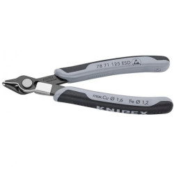 Szczypce precyzyjne tnące ESD 125mm Super Knips czernione ze sprężyną przytrzymującą KNIPEX 78 71 125 ESD
