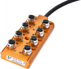 VK001007, rozdzielacz, 30x127x54mm, 10-30V DC, 8x M12 4pin, IP67, TPU, gniazdo czujnika/siłownika z przewodem uziemiającym, 12A