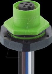 1220 04 T20CW105 0,5M Built-in coupling, M12, 4-pin, A-coded, IP 67, green
