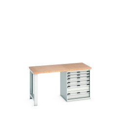 Stół warsztatowy szer. 750mm Nie Stojak na podłożu Blacha stalowa dł. 1500mm wys. 840mm