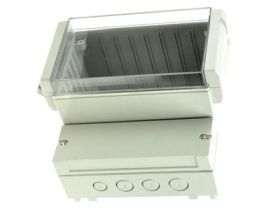 Obudowa; dwukomorowa; DC009CUL; ABS; 296mm; 281mm; 158mm; IP65; jasnoszary; przezroczysta pokrywa; Gainta; RoHS