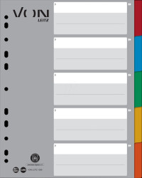 1289-00-00 Cardboard dividers, A4, (1-5), multi-coloured