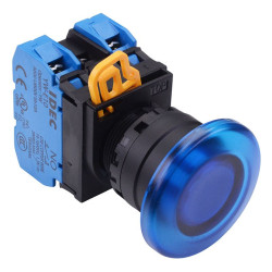 YW1L-M4E20Q3S Blue 12V illuminated 22mm Mushroom Momentary Push Button Switch 2NO IP65 IDEC
