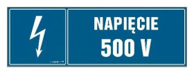 ZNAK - HI002 Napięcie 500 V 20 x 6,7 cm FN - Folia samoprzylepna