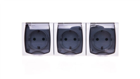 Madera Gniazdo Hermetyczne Potrójne Z/U Schuko Ip44 Z Przesłonami Klapka...