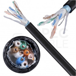 Kabel sieciowy F/UTP kat.5e skrętka 4x2x0,51mm zewnętrzny żelowany PE czarny Alantec