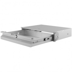 Szuflada z zamkiem do szafy RACK 19" 2U 320mm szara na narzędzia, sprzęt i dokumenty