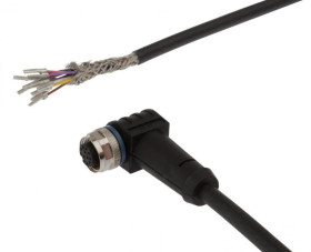 VKA05C21, Kabel połączeniowy, 10m, M12 Żeński 12pin Kątowy, 12x0.14mm², PUR Czarny, Ø6mm, 30V, -30-90C, IP67, TPU, Ekranowany
