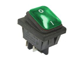 Włącznik kołyskowy KCD4-G 16A 250V podwójny on-off zielony hermetyczny IP65