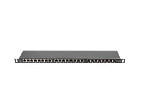 Patch panel 24 PORT 0,5U kat.6 ekranowany czarny PPS6-0024-B