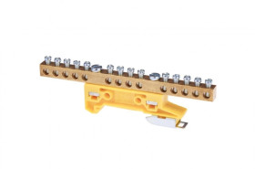 Zacisk ochronny 14x6mm2 mosiądz mocowanie na szynę TS35 żółty ZO-2107 A14-2131