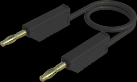 Measuring lead with (4 mm plug, spring-loaded, straight) to (4 mm plug, spring-loaded, straight), 0.5 m, black, PVC, 2.5 mm², CA