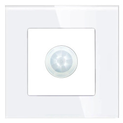 Czujnik ruchu PIR 200W, 60W dla LED - szklana ramka - biały - Tawoia Glass