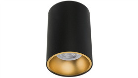 Oprawa Goldi-O-B/G Czarna Ze Złotym Ringiem Gu10 Okrągła Sufitowa Natynkowa