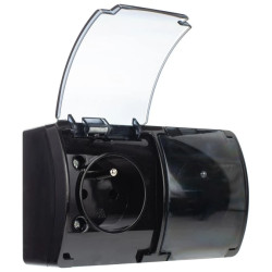 Gniazdo hermetyczne podwójne 2x 2P+Z natynkowe IP44 czarne / przezroczyste Koala 162-55