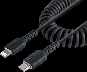 RUSB2CLT1MBC Sync &amp; charging cable, USB-C > Lightning, 1 m, spiral cable, bla