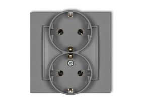 MINI Gniazdo podwójne z uziemieniem schuko (bez przesłon torów prądowych) szary mat 27MGP-2s KARLIK