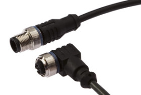 Złącze kablowe M12 żeńskie 4-pinowe kątowe M12 męskie 4-pinowe proste 4x0,34mm 240V IP67 0,3m VK030F21