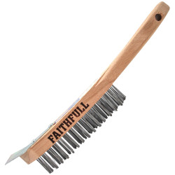 Faithfull FAI6804SRF Heavy-Duty Scratch Brush with Scraper - 4 Row