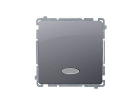 SIMON BASIC Wyłącznik zwierny przycisk bez piktogramu z podświetleniem LED (moduł) 10AX 250V szybkozłącza stal inox BMP1L.01/21