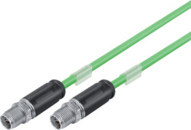 Sensor actuator cable, M12-cable plug, straight to M12-cable plug, straight, 8 pole, 10 m, PUR, green, 0.5 A, 79 9722 100 08