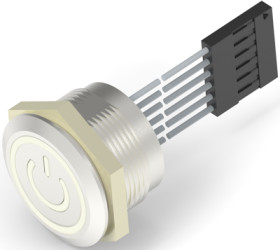 Vandal-proof pushbutton, 1 pole, silver, illuminated  (RGB), 1 A/24 VDC, mounting Ø 22.2 mm, IP68, 2342837-7