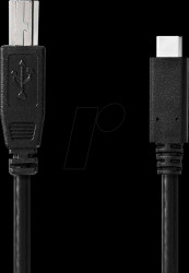CCGL60650BK10 USB 2.0 cable, C connector > B connector, 1 m, black