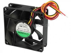 Went. 12V łoż. kul. 80x80x25 1,7W 3-przew.SUNON