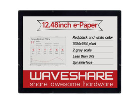 Waveshare 1304×984, 12.48inch E-Ink display module, red/black/white three-color