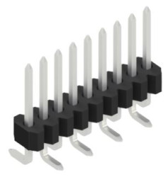 Pin header, 9 pole, pitch 1.27 mm, angled, black, 10061218