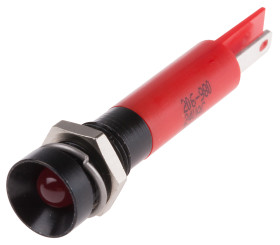 Lampka kontrolna do montażu panelowego 24V ac, czerwona 8mm LED Końcówka lutownicza RS PRO