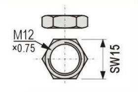 Nakrętka sześciokątna M12x0.75x4mm, do gniazd 4mm serii 32xx, SEB 26xx