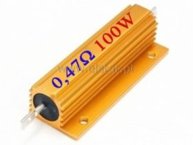 Rezystor drutowy 0,47 Ohm 100W z radiatorem