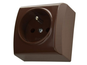BIS Gniazdo pojedyncze z uziemieniem brązowy GN-1BZ/24 OSPEL
