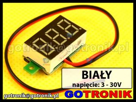 Woltomierz panelowy cyfrowy LED 3-30V BIAŁY