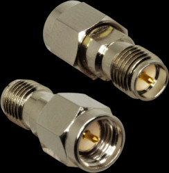 Coaxial adapter, 50 Ω, SMA plug to RP-SMA socket, straight, ADP-SMAM-RPSF