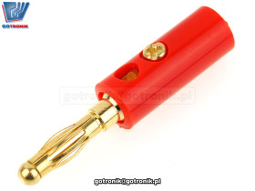 Wtyk banan 4mm czerwony