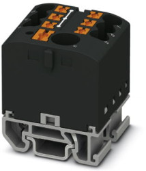 Distribution block, push-in connection, 0.14-4.0 mm², 7 pole, 24 A, 8 kV, black, 3274180