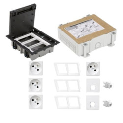 KONTAKT SIMON FLOOR BOX puszka podłogowa 4x gniazdo pojedyncze z/u + 2x gniazdo RJ45 kat.6 nieekranowane + kaseta do wylewki