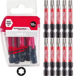 Bity udarowe do wkrętarki TORX TX30 50mm 1/4 SHOCKWAVE 10szt MILWAUKEE
