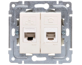 DANTE Gniazdo teleinformatyczne RJ45 kat.5e nieekranowane + RJ11 krem 450369