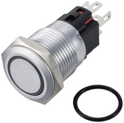 TRU COMPONENTS TC-12647504 Przycisk 250 V/AC 3 A 1 x wył/(wł) IP65 czerwony chwilowy Mosiądz, chromowany 1 szt.