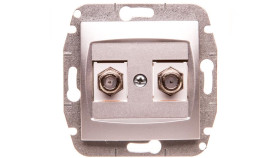 Carla Gniazdo Antenowe Podwójne Tv Typ F-F Bez Ramki Srebrne 1787-16