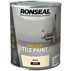 Ronseal 39375 One Coat Tile Paint Ivory Satin 750ml