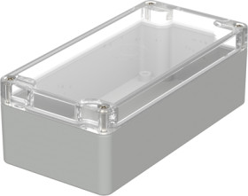 PC enclosure, (L x W x H) 160 x 80 x 55 mm, light gray/transparent (RAL 7035), IP65, 02220100