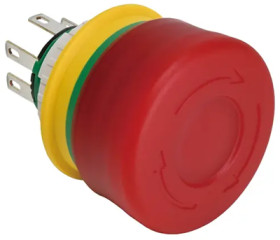 Emergency stop, turn/pull release, mounting Ø  16 mm, illuminated, 2 Form B (N/C), XA1E-LV3SG02Q4TR