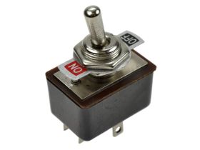 Przełącznik; dźwigniowy; KN3-3; 2*2; ON-ON; 2 tory; 2 pozycje; bistabilny; na panel; do lutowania; 3A; 250V AC; czarny; 25mm; Ro